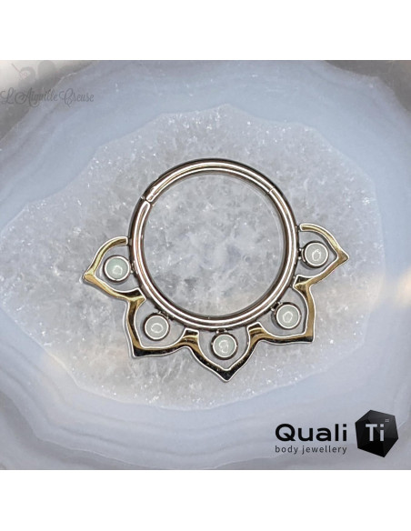 Anneau segmenté en titane et amazonite QualiTi , ouverture facile