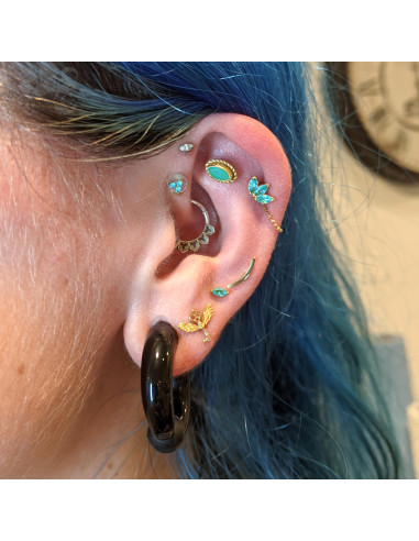 Marquise 3 pétales en or jaune 18 carats et pierre fine Threadless