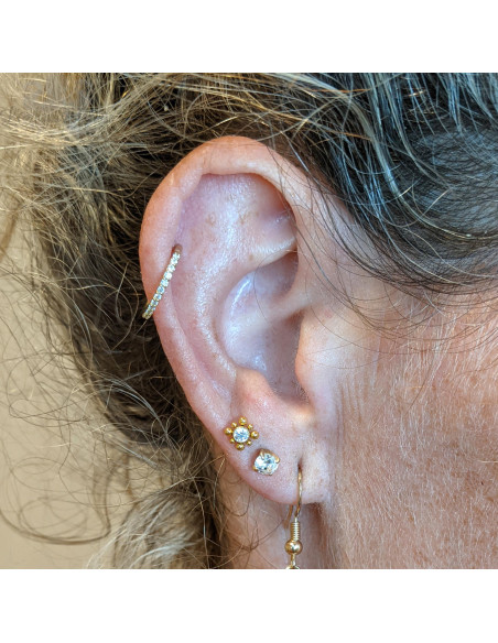 Anneau articulé en or jaune 18 carats & zircons