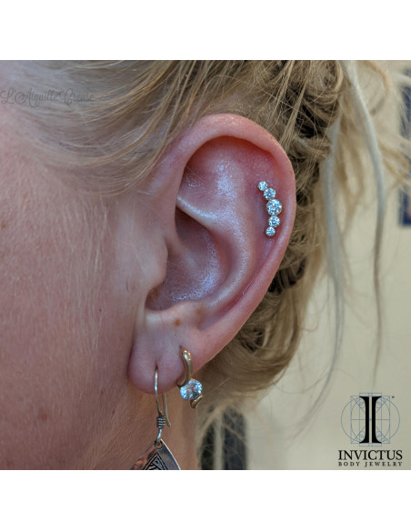 Cluster Invictus en titane pvd or 24 carats et zircons- threadless