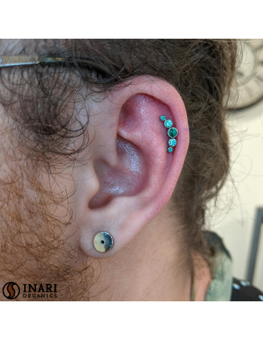 Cluster de malachite et de zircons en titane Threadless - Inari