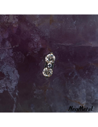 Duo de Zircons cubiques en titane, Threadless - Neometal