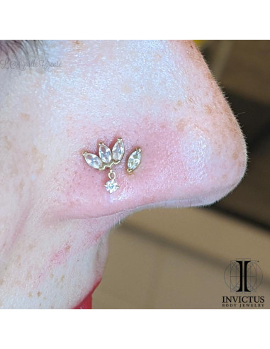 Marquise en or 14 carats et zircons premium Threadless - Invictus