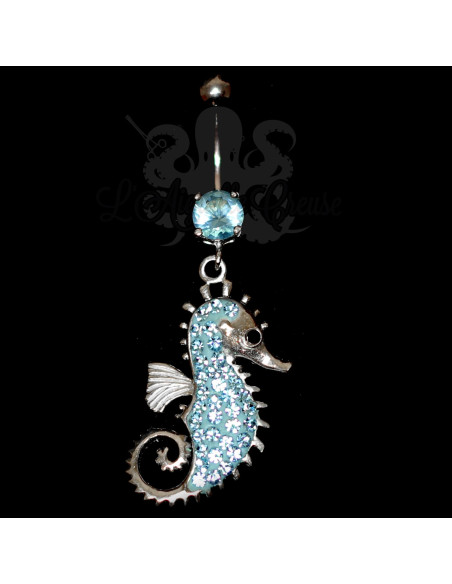 Bijou de nombril Hippocampe en argent 925, banane en acier chirurgical