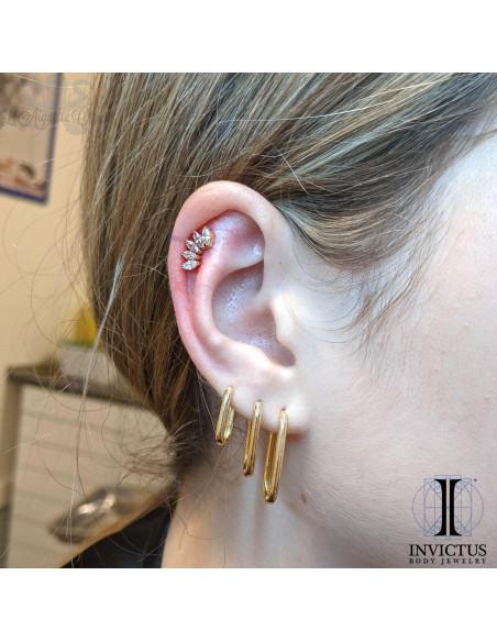 Marquise Invictus en titane pvd gold et zircons premiums - threadless