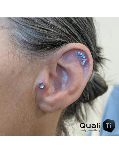 Cluster en titane et zircons premiums, Threadless - QualiTi