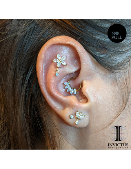 Marquise en or 14 carats et zircons premium Threadless - Invictus