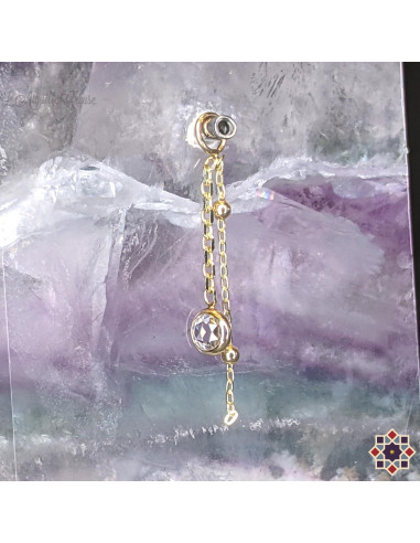 Charme double chainette en or jaune 14 carats et zircon - Taracea