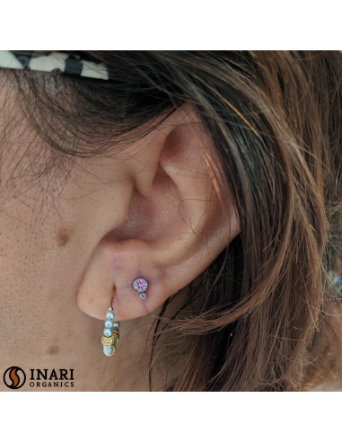 Double cabochon Inari de Swarovski en titane de 4 et 2 mm- pour 1 ou 1.2 mm