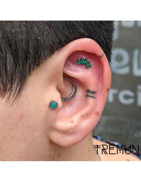 Marquise Tremun en titane & onyx verte , pour 1 ou 1.2 mm