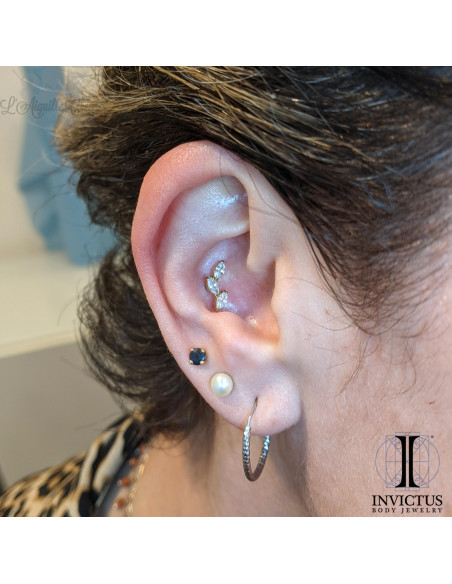 Accessoire Invictus en titane pvd or 24 carats et zircons  - threadless