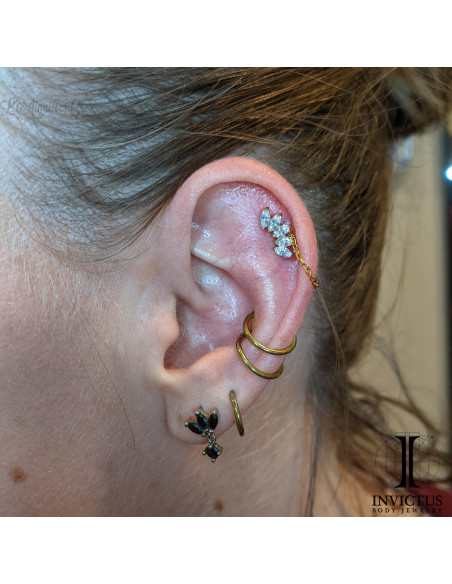 Marquise Invictus en titane pvd gold et zircons premiums - threadless