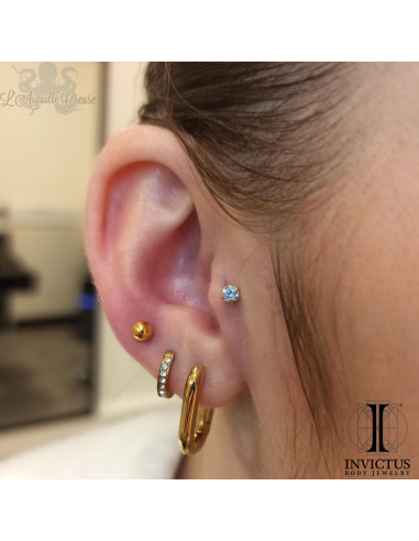 Zircon griffé Invictus en titane pvd gold - pour 1.2 mm