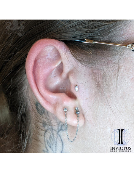 Marquise Invictus en titane pvd gold et zircon premium - threadless