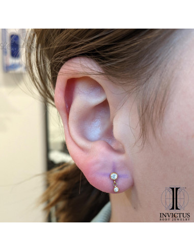 Accessoire Invictus en titane pvd or 24 carats et zircons  - threadless