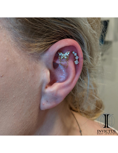 Cluster Invictus en titane pvd gold et zircons premiums - pour 1.2 mm