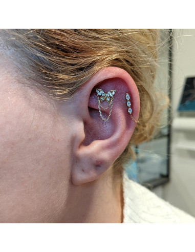 Accessoire en or jaune 18 carats orné de zircons premiums Threadless