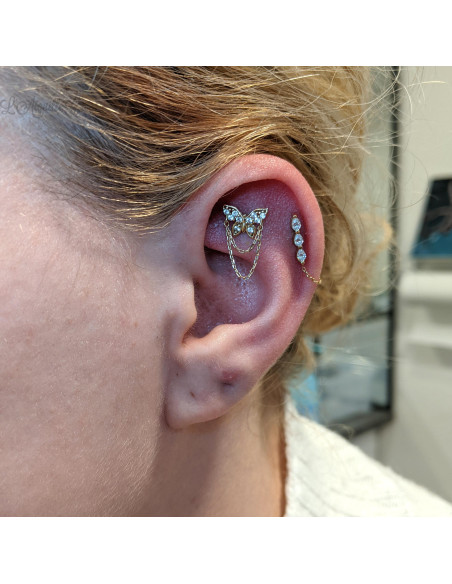 Accessoire en or jaune 18 carats orné de zircons premiums Threadless