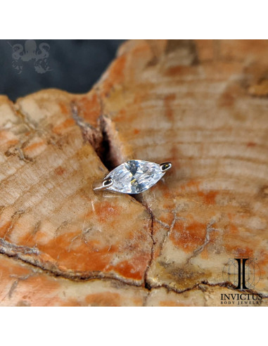 Marquise en or blanc 14 carats et zircon Threadless - Invictus