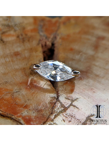 Marquise en or blanc 14 carats et zircon Threadless - Invictus
