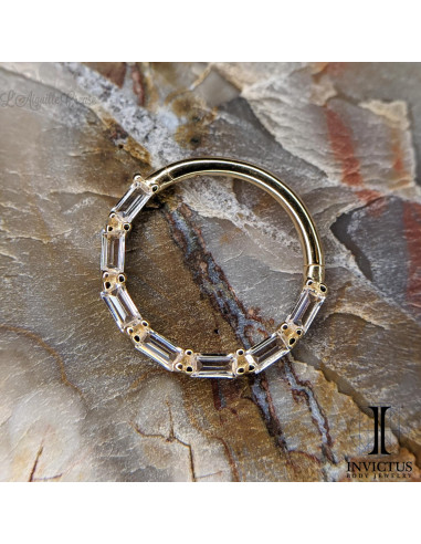 Anneau articulé en or jaune 14 carats Invictus et ses zircons