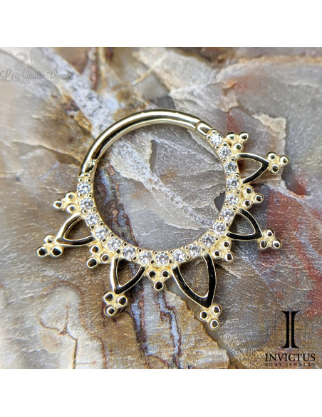 Anneau articulé en or jaune 14 carats Invictus et ses zircons