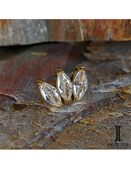 Marquise 3 pétales de zircons Invictus en titane pvd gold - threadless