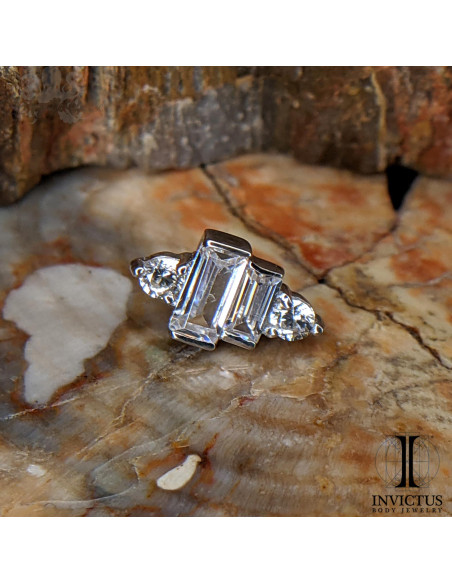 Accessoire en or blanc 14 carats et zircons Threadless - Invictus