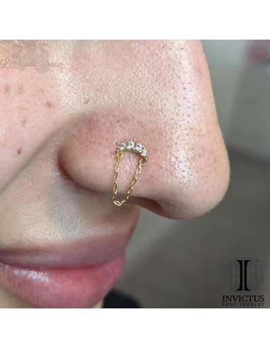 Lune en or 14 carats et zircons premium Threadless - Invictus