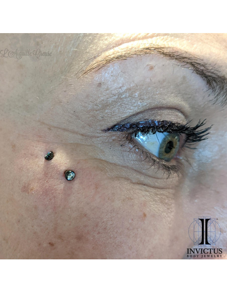 Demi-bille Invictus en titane pvd noir et zircon - pour 1.2 mm