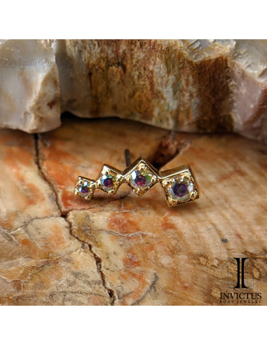 Cluster en or 14 carats  et zircons irisés Threadless - Invictus