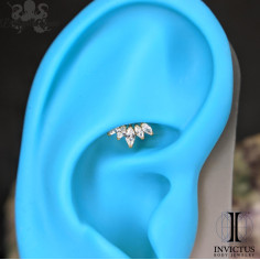 Marquise 5 pétales de zircons Invictus en titane pvd gold - threadless