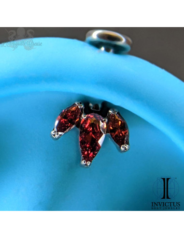 Marquise 3 pétales Invictus en titane et zircons premiums - threadless