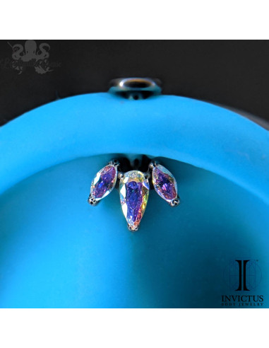 Marquise 3 pétales Invictus en titane et zircons premiums - threadless
