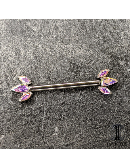 Bijou de téton Invictus en titane et zircons - Threadless