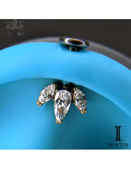 Marquise 3 pétales de zircons Invictus en titane pvd gold - threadless