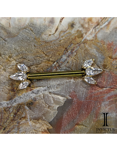 Bijou de téton Invictus en titane pvd gold et zircons - Threadless