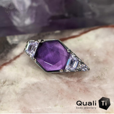 'Naomie'' QualiTi en titane, améthyste et zircons - pour 1 ou 1.2 mm