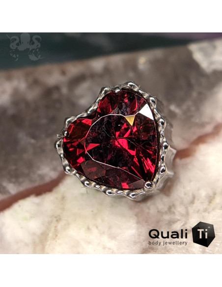 'Dimpled Heart' QualiTi en titane et zircon premium, pour 1 ou 1.2 mm