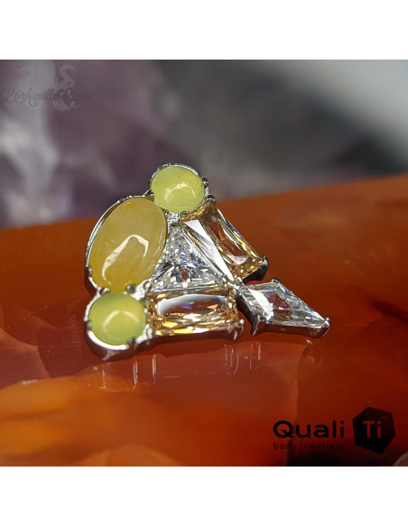 'Amber' QualiTi en titane jade jaune et zircons premiums, pour 1 ou 1.2 mm