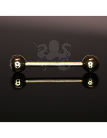 Bijou de langue en Or jaune 14 Carats & zircon