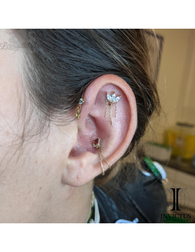 Double chainette dépareillé en or jaune 14 carats Invictus