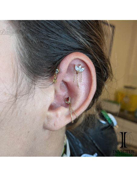 Double chainette dépareillé en or jaune 14 carats Invictus