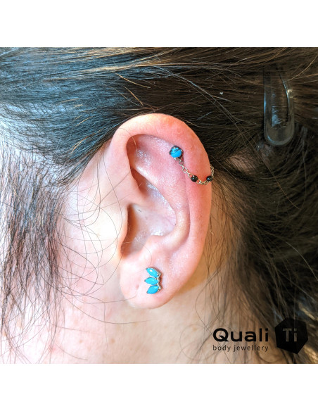Accessoire QualiTi en titane & Turquoise synthétique de 3 mm , pour 1 ou 1.2 mm
