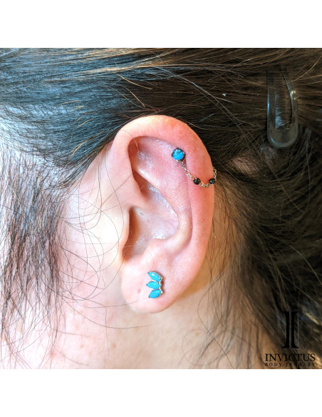 Marquise Invictus en titane et zircons cubiques - pour 1.2 mm