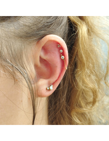 Accessoire en or jaune 18 carats orné d'un zircon premium Threadless