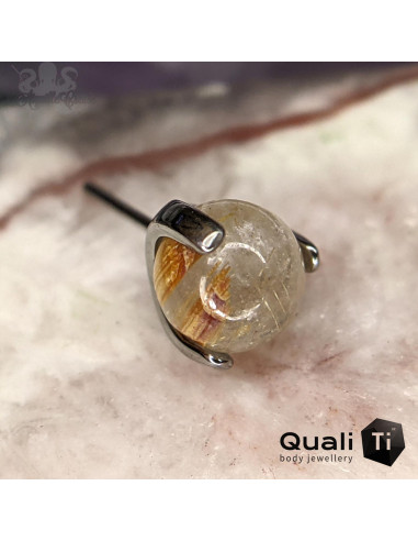 Sphère de Quartz rutile en titane Threadless - QualiTi