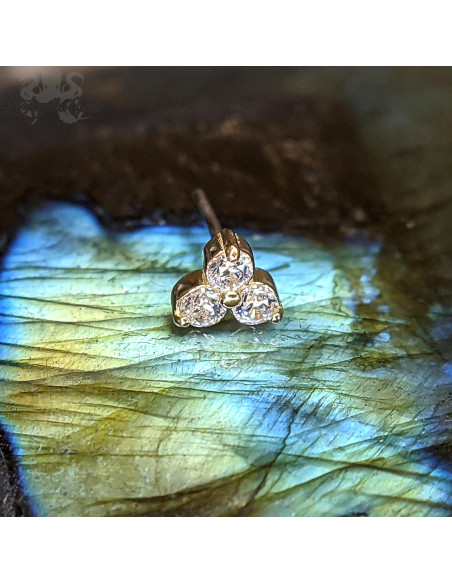 Trio en or jaune 18 carats et zircons Threadless