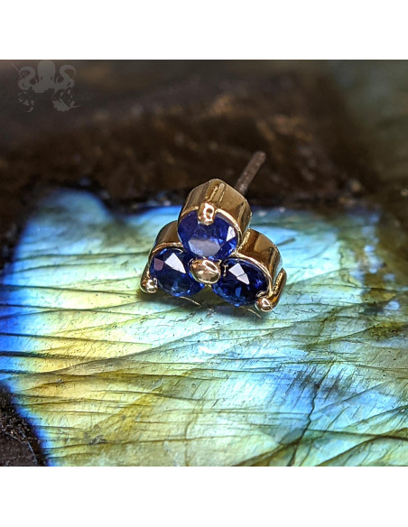 Trèfle en or jaune 18 carats et pierres fines - Threadless