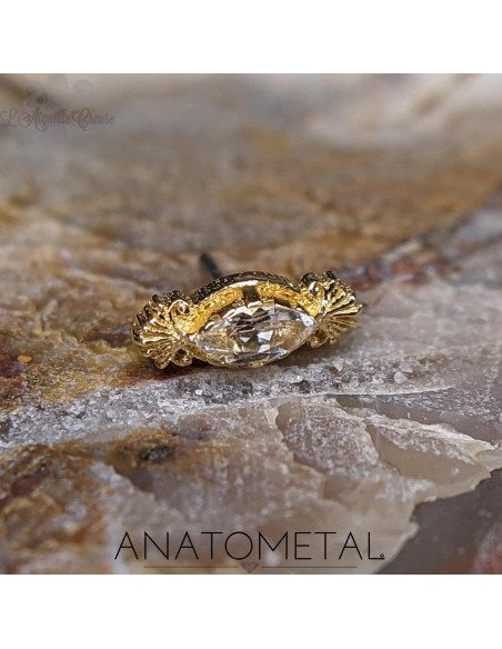 Larkspur en or jaune 18 carats et topaze blanche ANATOMETAL Threadless